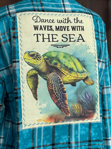 Turtle Cove Art Flannel- LIMITED EDITION Island Blue
